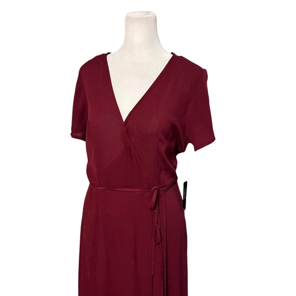 Lulus Burgundy Heart of Marigold Wrap Dress Maxi Vneck Size Small NWT - Picture 5 of 9